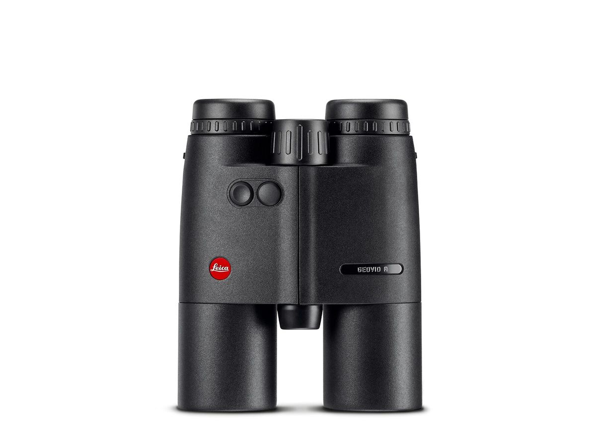 Leica Geovid R 10x42 in Frontansicht mit den beiden Fenstern des Laser-Entfernungsmessers